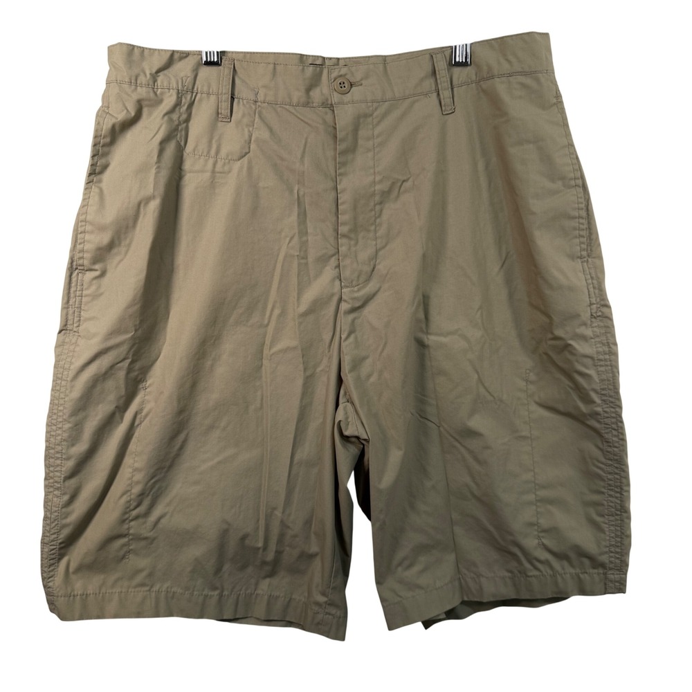 Rue21 36 Cargo Shorts‎ Tan Khaki Flat Front Cabin Dadcore Outdoors Utility EUC